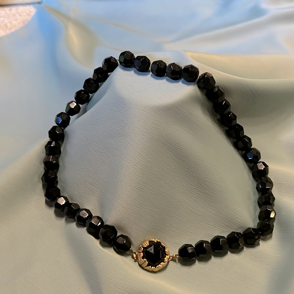 Vintage black bead necklace